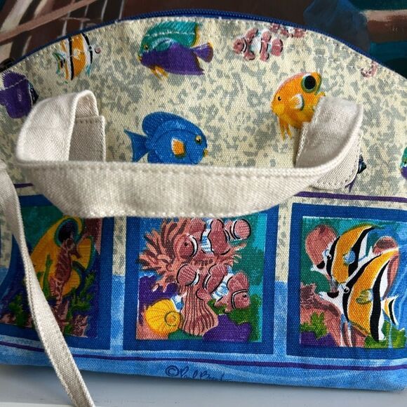 Paul Brent Coastal Life Nautical Fish Canvas Crossbody Bag - Picture 9 of 16